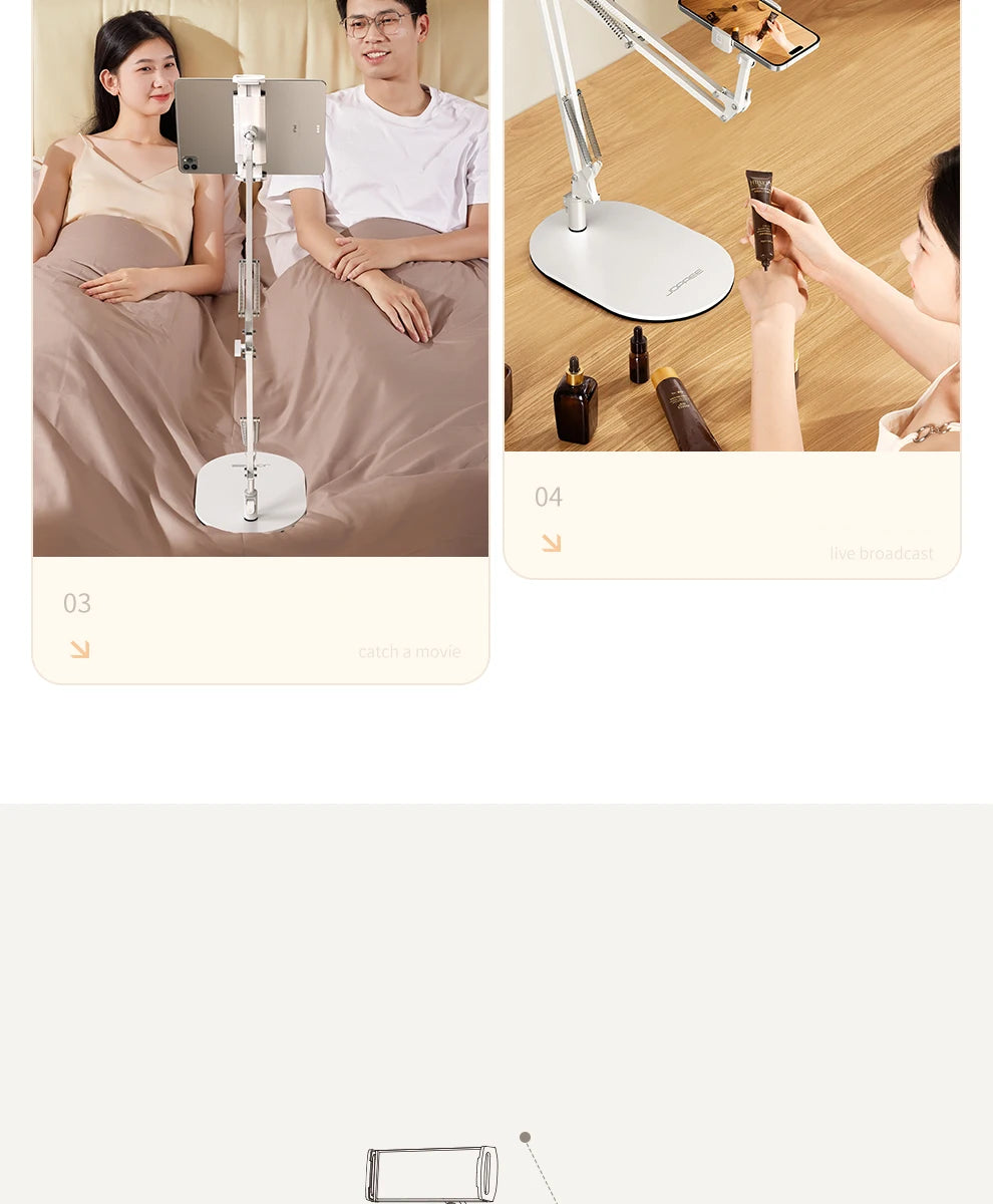 Overhead Shot Stand, Tablet Holder Desktop Live Broadcast Video Gourmet Jewelry Handmade Live Broadcast Stand Mobile Phone Stand