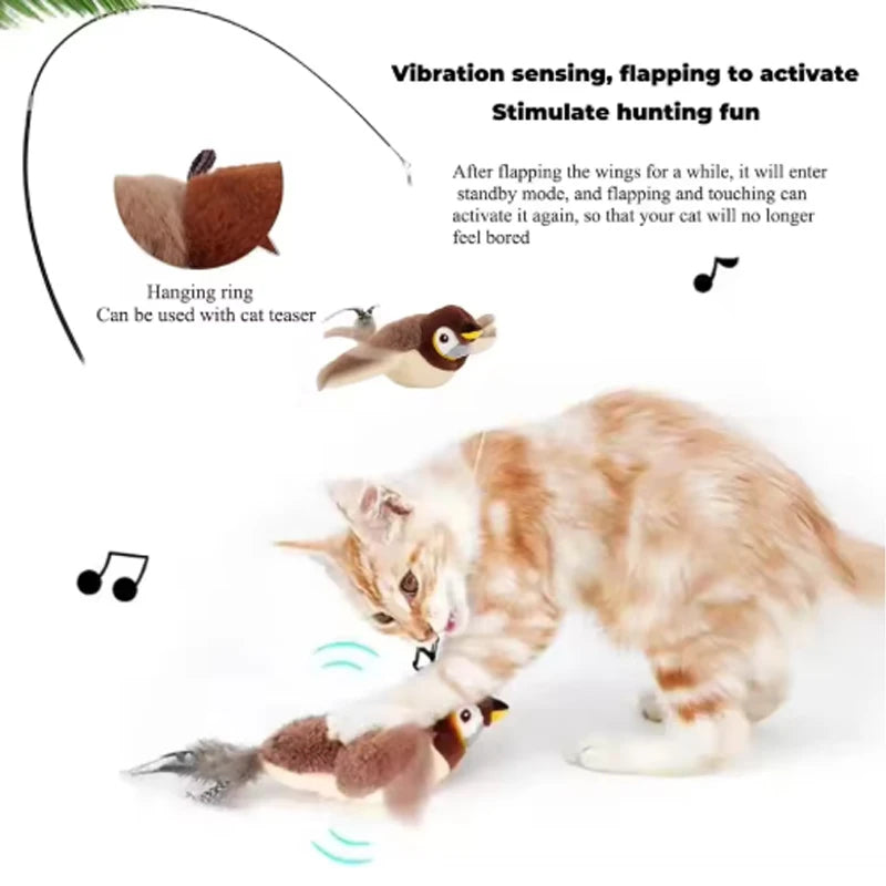 Hot Simulated Bird Cat Toy Interactive Toys Dog Rechargeable Chirping Flapping Bird(no Flying) Touch Activated Plush Toy Pet