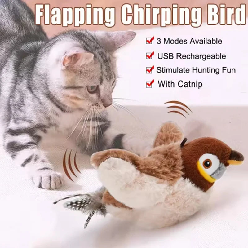 Hot Simulated Bird Cat Toy Interactive Toys Dog Rechargeable Chirping Flapping Bird(no Flying) Touch Activated Plush Toy Pet